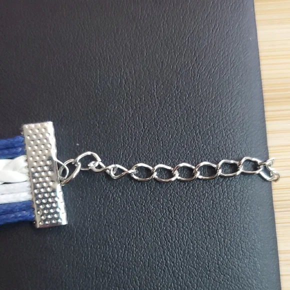 Blue and White Nautical Cord Bracelets with Silver Charms - Picture 6 of 9